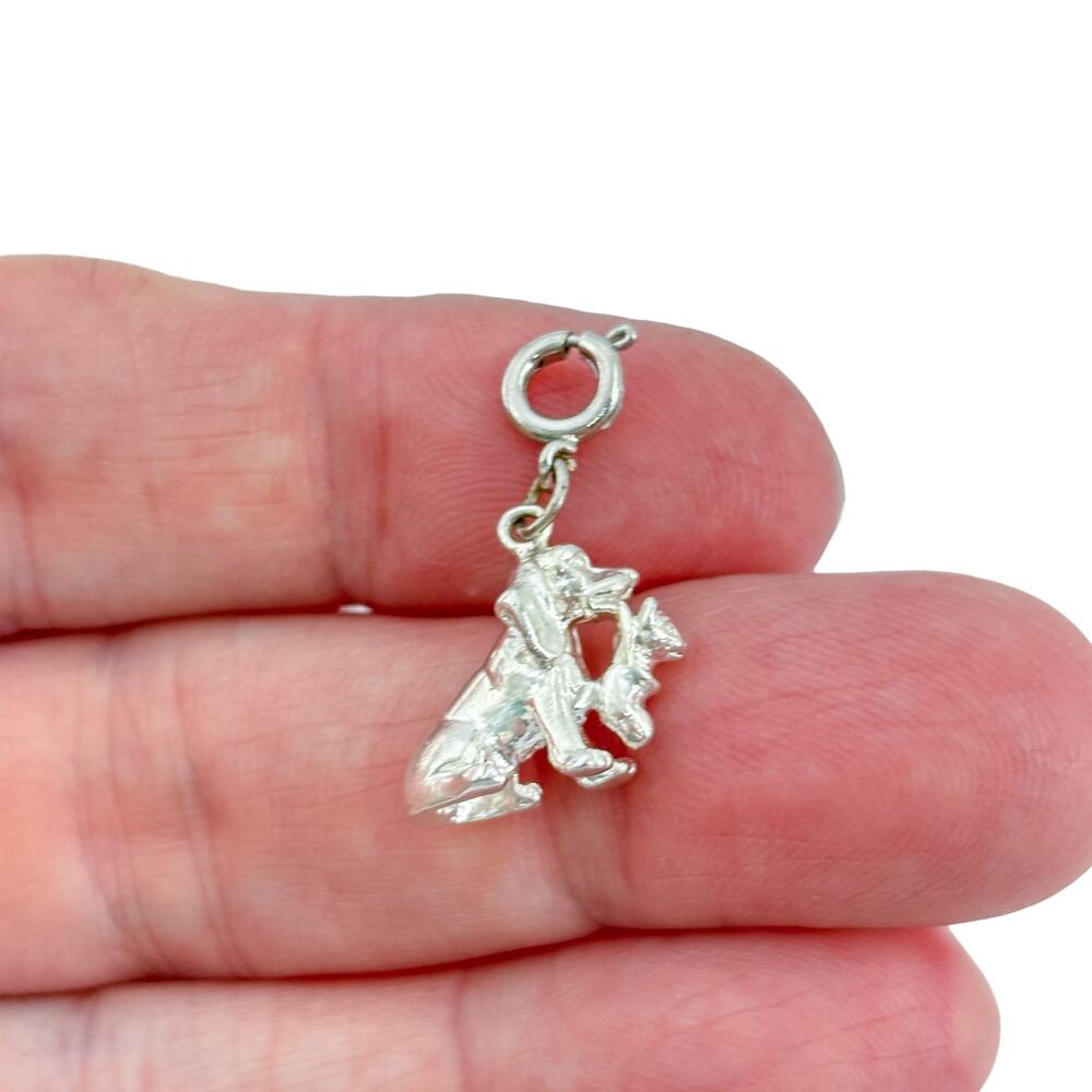 Vintage Sterling Silver 925 Dog Carrying Cat Kitten Charm